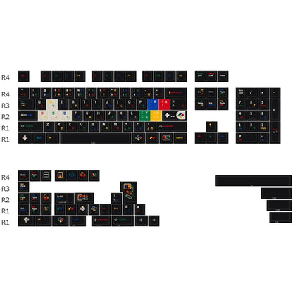 142 Keys Childlike Black Theme Five Sides Dye Sub PBT Cherry Profile Keycaps for 61/84/87/104/108 MX Mechanical Keyboards