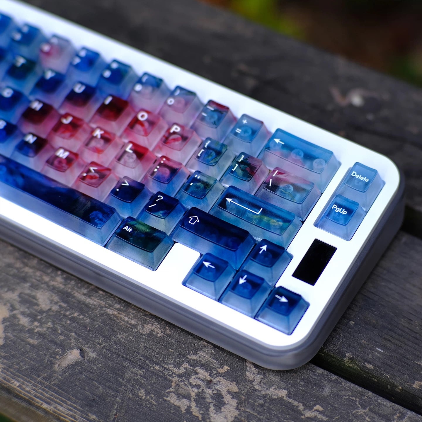 YMDK 121 Keys Frosted Clear Rose Sorrow Starry Sky Theme PC Cherry Profile PC Shine Through Keycaps for MX Mechanical Keyboard