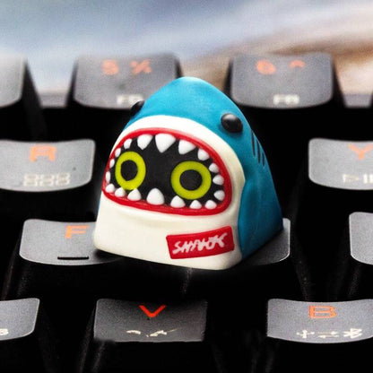 YMDK Rabbit Shark Personalized Keycaps Cute Cartoon Novel Homemade Resin Art Keycaps for MX Mechanical Keyboard