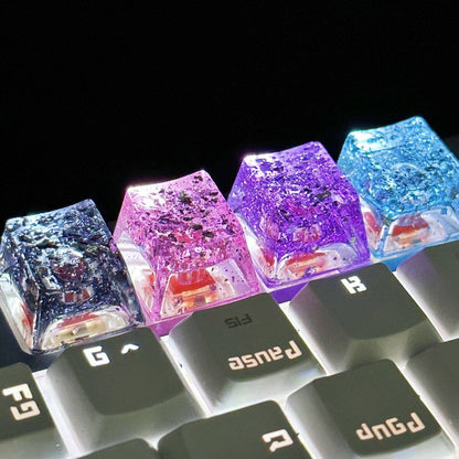 YMDK Translucent Shell Paper Personalized Keycaps Cool Shiny Novel Creative Key Caps Resin Keycap for MX Mechanical Keyboard