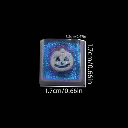 YMDK Halloween Pumpkin Bats Spiders Ghosts Personalized Keycap Graffiti Color Change Creative Key Cap Resin for Mechanical Keyboard