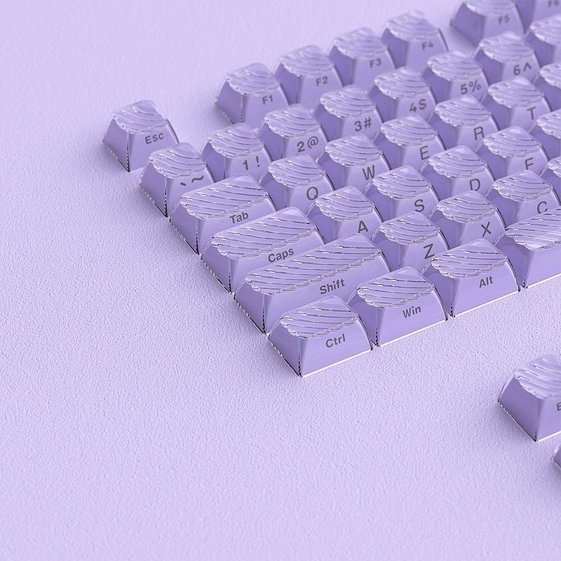 YMDK Demon Wave Blue, White, Pink, Purple Keycaps OEM Side-Printed 136 Key PC Shine Through for 61/64/68/84/87/96/108 Mechanical Keyboards