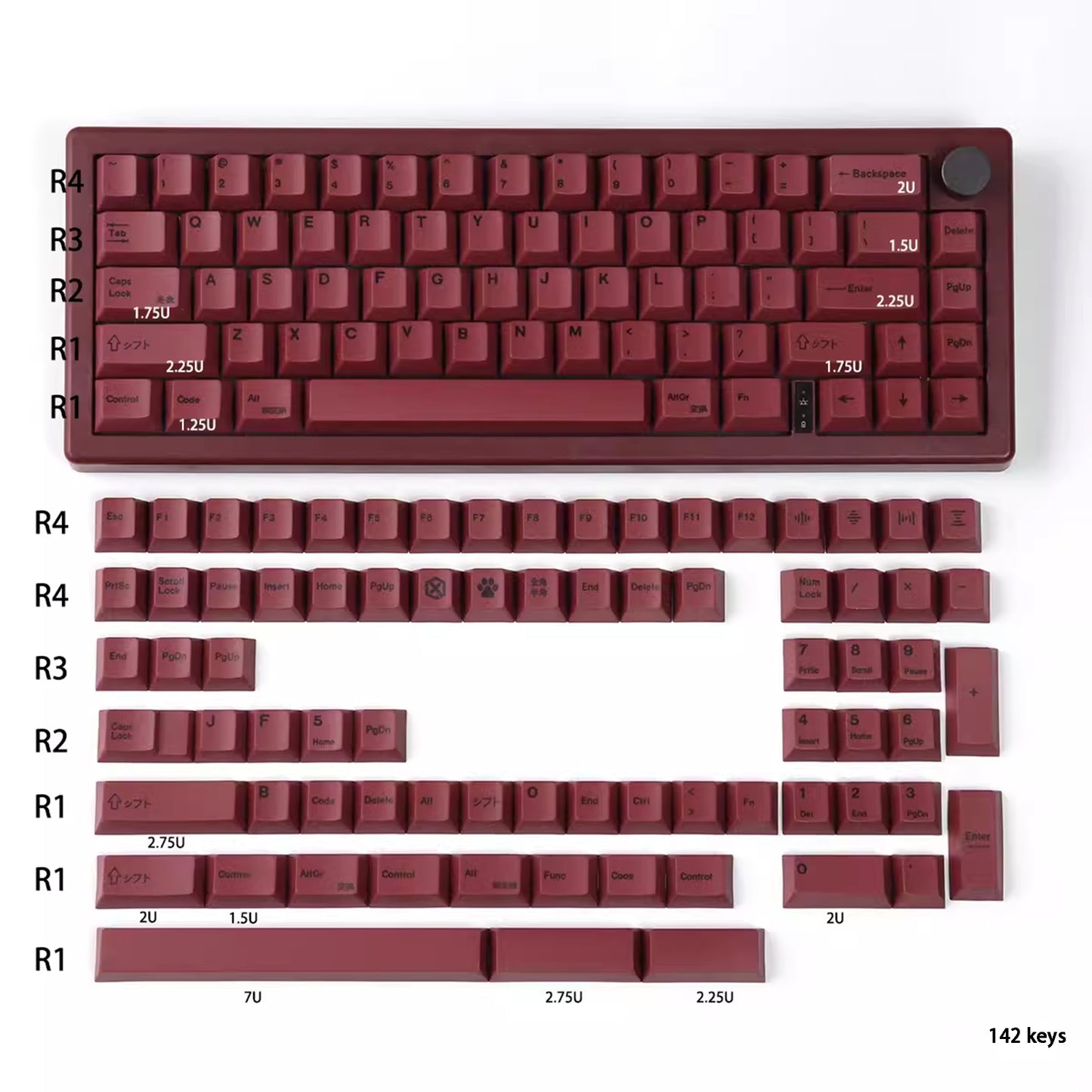 YMDK Minimalist English Japanese Thai Full Set Keycaps PBT Dye Sub  Cherry Profile for 61/75/87/98/100/104 MX Mechanical Keyboard