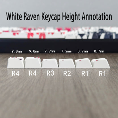 YMDK 131 Raven Sakura Keycap Cherry Profile Double Shot Sidelit Shine Through PBT Keycaps for 65/75/87/98/100/104 MX Mechanical Keyboard
