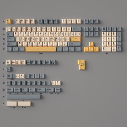 YMDK Desert Theme Keycaps English Japanese Thai Full Set 144 Keys Minimalist Style PBT Cherry Profile Dye Sub keycap for MX Mechanical Keyboard