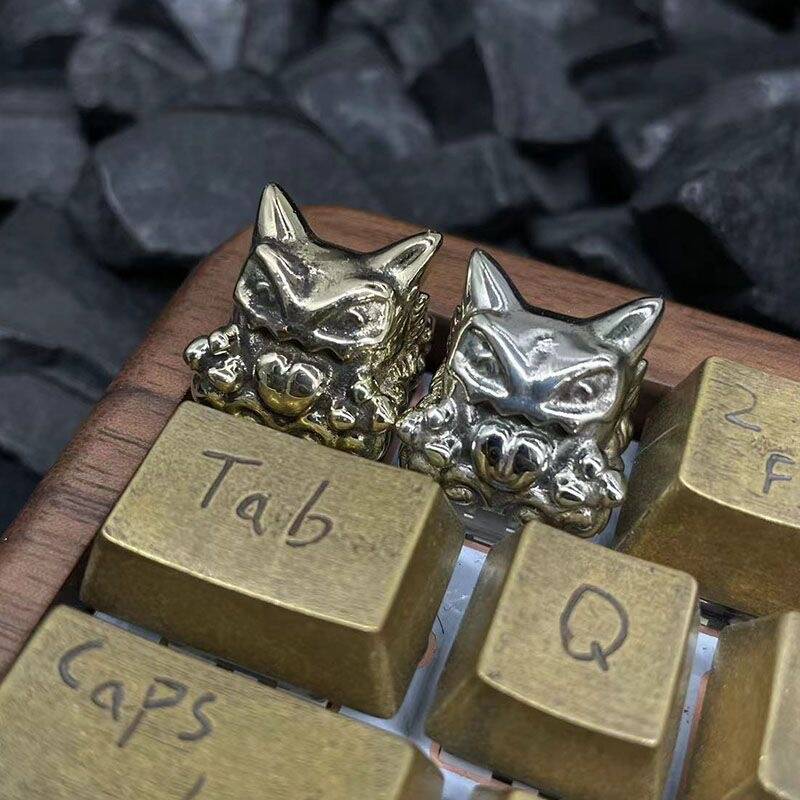 YMDK Strange Frog Personality Keycaps Novel Creative Keycaps Pure Copper Handmade Keycaps for MX Mechanical Keyboard