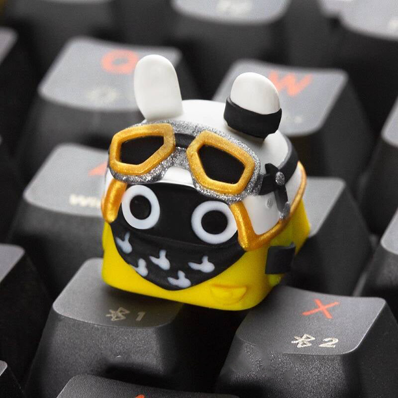 YMDK Rabbit Shark Personalized Keycaps Cute Cartoon Novel Homemade Resin Art Keycaps for MX Mechanical Keyboard