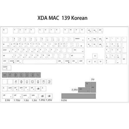 YMDK 139 Mac Keycaps Cherry XDA v2 Profile Normcore Style Gray White Dye Sub PBT White For 104 TKL 60% 96 84 68 64 MX Switches Keyboard