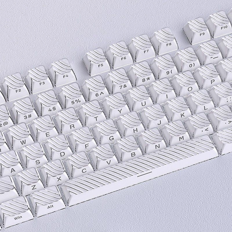 YMDK Demon Wave Blue, White, Pink, Purple Keycaps OEM Side-Printed 136 Key PC Shine Through for 61/64/68/84/87/96/108 Mechanical Keyboards