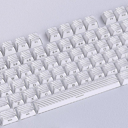 YMDK Demon Wave Blue, White, Pink, Purple Keycaps OEM Side-Printed 136 Key PC Shine Through for 61/64/68/84/87/96/108 Mechanical Keyboards