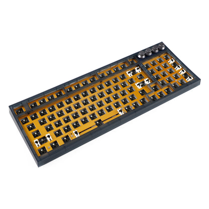 GK980 Plastic Triple-Mode 4 Knobs Gasket RGB Hot Swappable Macro Programmable Bluetooth Wired 2.4G Mechanical Keyboard  Kit