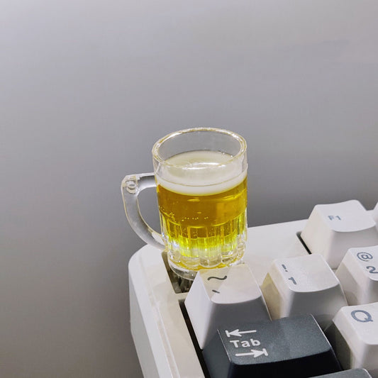 YMDK Beer Mug Personality Keycaps Light-transmitting Creative Key Cap Homemade Resin Keycap for MX Mechanical Keyboard