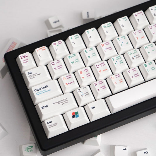 YMDK White Programmer Keycaps Full Set 139 Keys PBT Dye Sub Cherry Profile Keycaps Creative Novel Interesting Keycaps for 64/68/75 MX Key Mechanical Keyboard