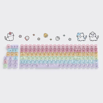 YMDK 115 Keycaps Milk Grapes Jelly Cola Color Gradient Frosted Cherry Profile Shine Through PC Keycaps for 61/64/68/84/87/96/104/108 MX Mechanical Keyboard