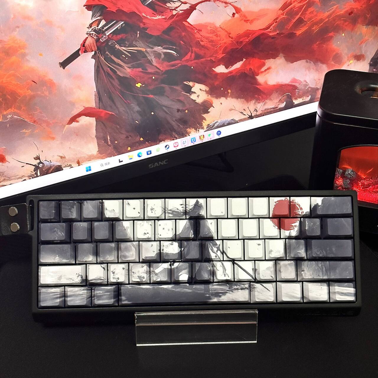 YMDK Sword Immortal Theme Keycaps Full Set 124 Keys Sidelit Cherry Profile Dye Sub Custom Keycap for MX Mechanical Keyboard