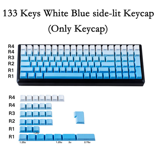 YMDK Gradient Series 133 Keys Cherry Profile PBT Double Shot Side-lit Shine Through Backlit For MX Mechanical Keyboard