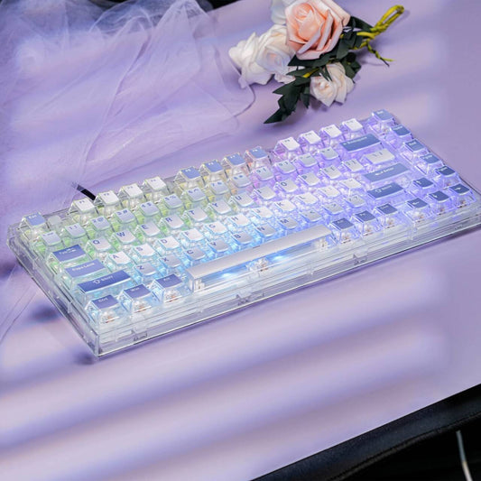 YMDK Water Cube Complete Set Keycaps Personalized Four-sided Light-transmitting Keycap Cherry Profile PBT PC for MX Mechanical Keyboard