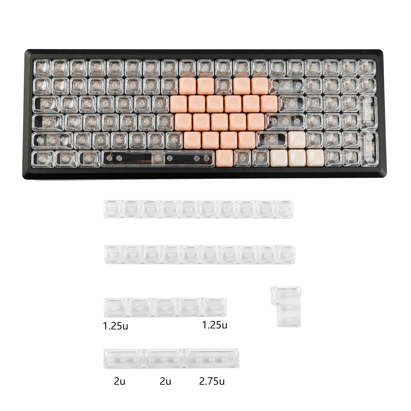 YMDK Pure White MOA Profile Keycap 129 Key Simple Style PBT Dye Sublimation Custom Keycaps for 61/68/84/87/98/104/108 MX Mechanical Keyboard