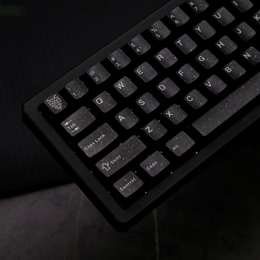 YMDK Glitter Black Keycaps Full Set 114 Keys ABS Cherry Profile Custom Creative Minimalist Keycap for MX Mechanical Keyboard