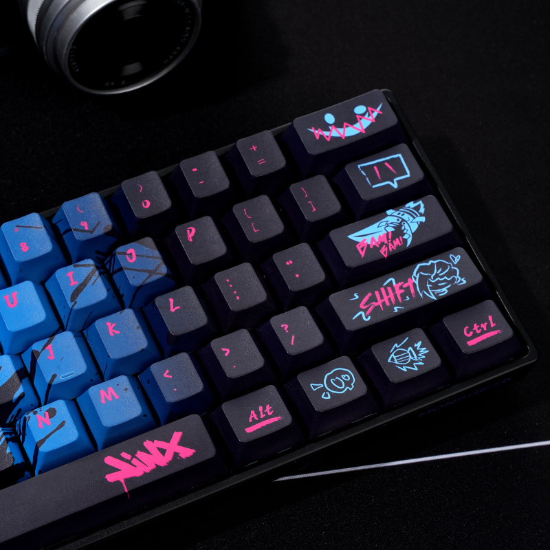 YMDK Black Blue Graffiti Keycaps Full Set 130 Keys Creative Cool Custom Keycaps Cherry Profile Dye Sub for MX Mechanical Keyboard