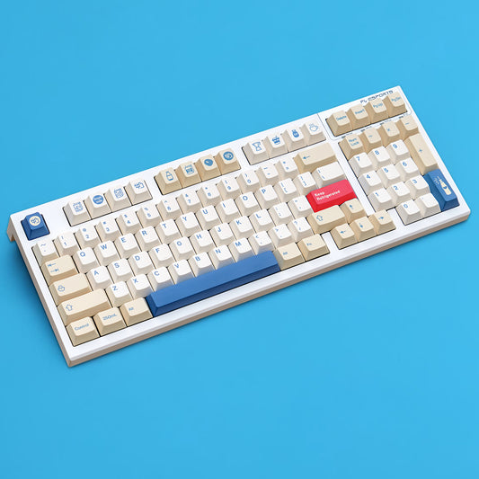 YMDK 146 Soya Milk Theme Keycaps Minimalist PBT Cherry Profile Dye Sub Keycap English Korean Japanese for MX Mechanical Keyboards