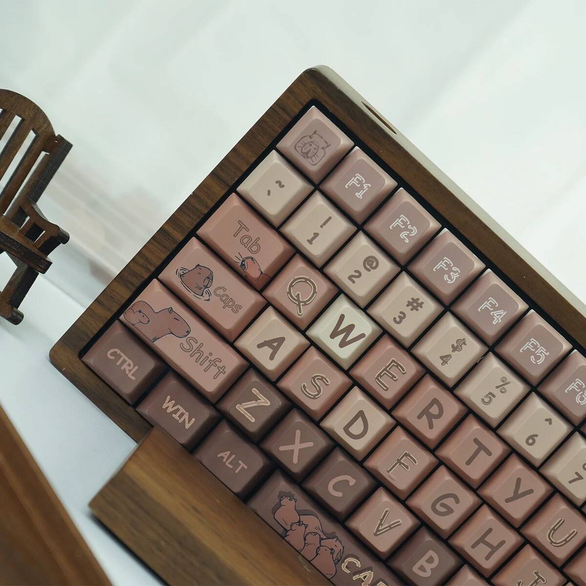 YMDK Kapibala 129 keys Cherry Profile 5 Sides Over Dye Sub Thick PBT Coffee Keycap for MX Mechanical Keyboard