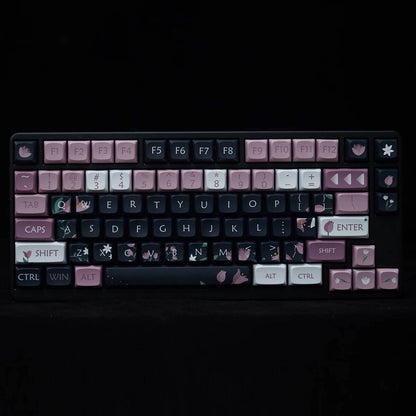 YMDK Flower Language Theme Keycaps Full Set 127 Keys XDA Profile PBT Dye Sub Keycap for MX Mechanical Keyboard