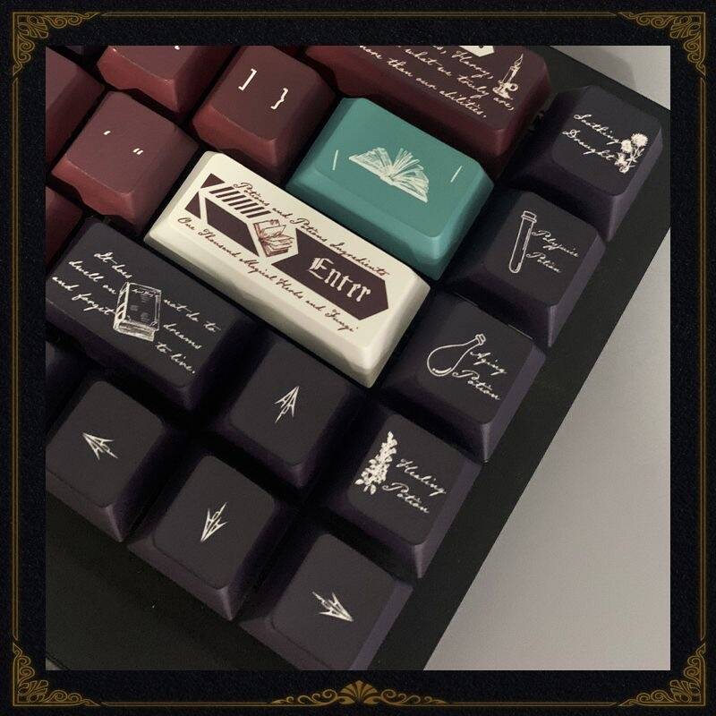 YMDK Night Demon Full Set Keycaps Cherry Profile PBT Sub Keycap for MX Mechanical Keyboard