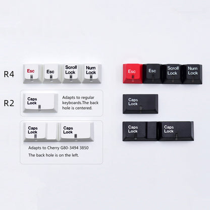 YMDK 7 Keys Cherry Profile Indicator Lamp Cap White Black Caps Lock/Num/Esc PBT Dye Sub Top Print Keycaps for MX Mechanical Keyboard