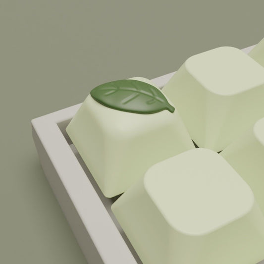 YMDK One Leaf Matcha Personalized Keycaps Cute Three-Dimensional Creative Resin Keycaps for Mechanical Keyboard