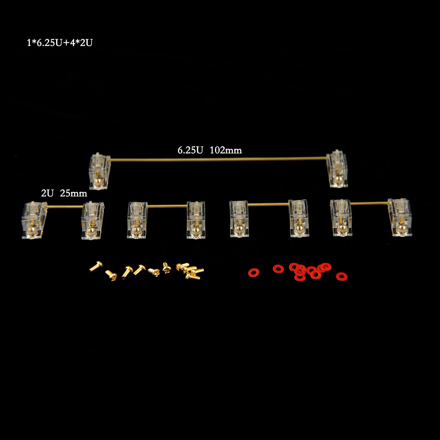 YMDK V3 PCB Mounted Screw-in Stabilizers(Gold Plate Clear Or Black-Clear/Modifying Keys)