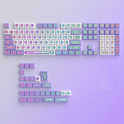 YMDK 136 Keys Cat's Eye Stone White and Purple Double Spelling Keycaps Translucent Cherry Profile for 61/68/87/98/104/108 MX Mechanical Keyboard