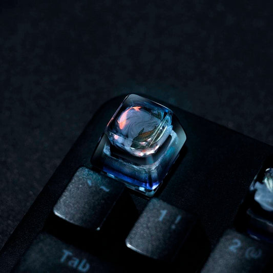 YMDK Koi Fish Personalized Keycaps Translucent Resin Hand-made Custom Keycap Novel Good Luck Key Cap for MX Mechanical Keyboard