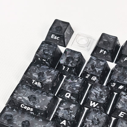 YMDK Carbon Fiber Texture 119 Key Side Printed Shine Through Keycaps for 61/64/68/84/87/96/108-Key MX Mechanical Keyboards