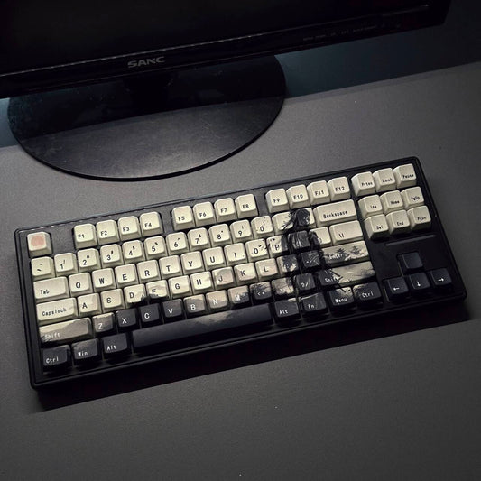 YMDK Shadow Theme Keycaps Creative Novel MDA Profile Key Cap PBT Dye Sub 130 keys for MX Mechanical Keyboard