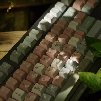 YMDK Old Testament Rose Theme Keycaps Full Set 129 Keys Cherry Profile PBT Dye Sub Keycap for MX Mechanical Keyboard