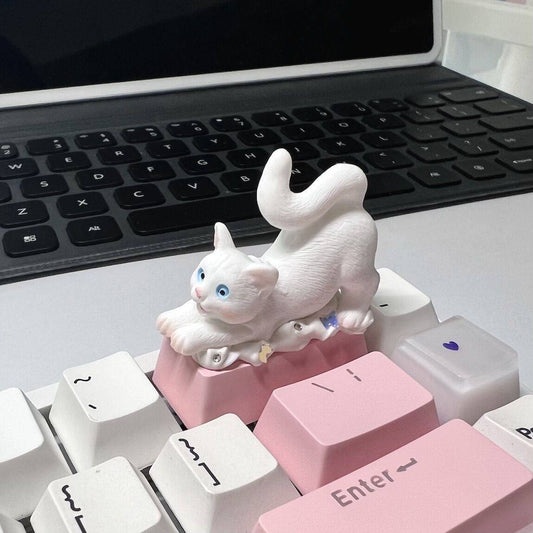 YMDK Cute Cat Personalized Backspace Supplement Key Keycap 2U Three-dimensional OEM Profile Resin Key Cap for MX Mechanical Keyboard