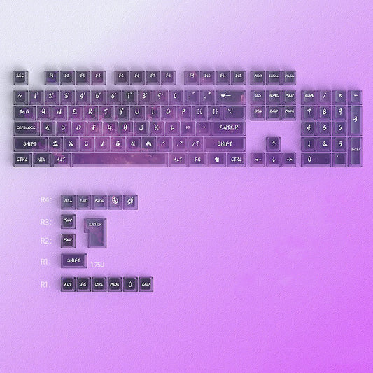 YMDK Magic Mist Star Neon Keycap PC Shine Through 119-key Cherry Profile Keycaps for 61/68/84/87/98/104/108 MX Mechanical Keyboard