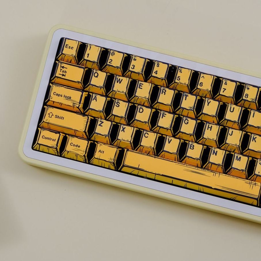 YMDK Yellow Comic Keycaps Full Set 151 Keys Creative Cartoon Style Cus