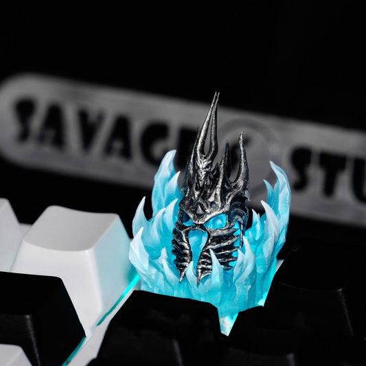 YMDK World of Warcraft Personalized Keycaps Translucent Lich King Helmet Creative Cool for MX Mechanical Keyboard