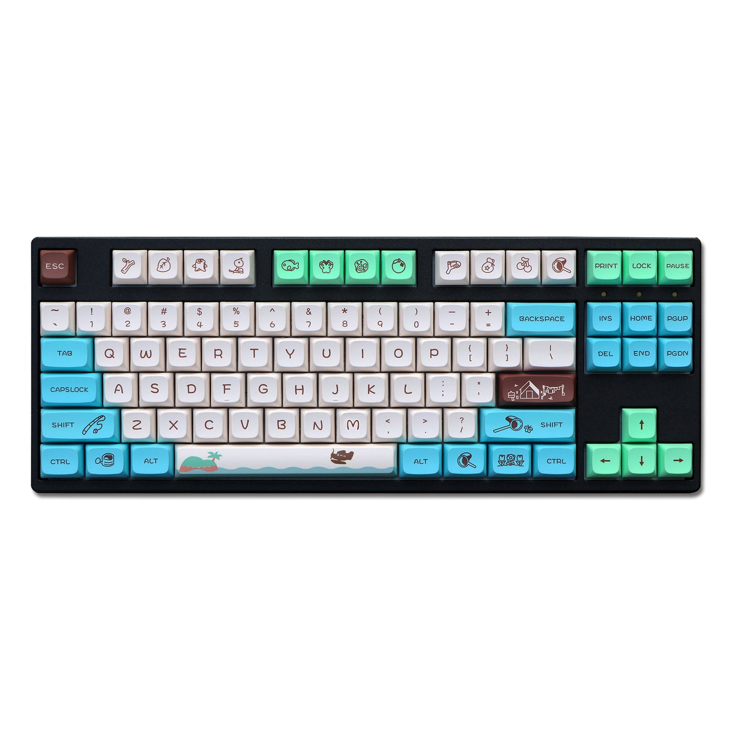 YMDK 147 Keys Animal Forest Theme Keycaps XDA Profile PBT Dye Sub Top Print Keycap for 61/84/87/104/108 MX Mechanical Keyboards