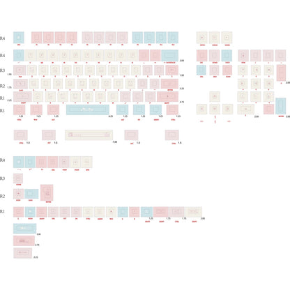 YMDK Heartbeat Wubi Theme Keycaps Full Set 139 Keys Sidelit Cherry Profile PBT Dye Sub Keycap for MX Mechanical Keyboard