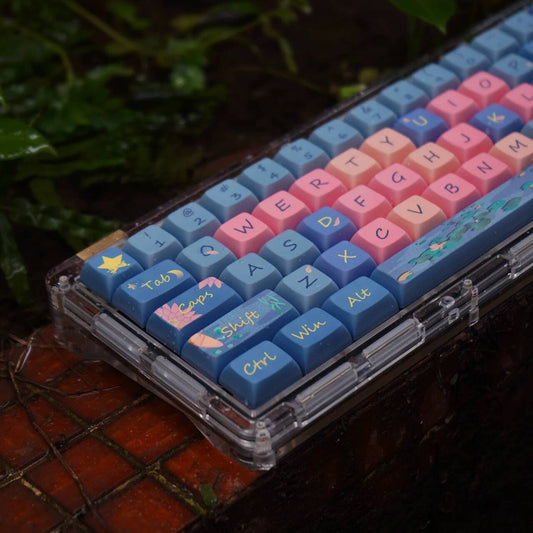 YMDK Lotus Pond Night Theme Keycaps Full Set 126 Keys XDA Profile PBT Dye Sub Keycap for Mechanical Keyboard