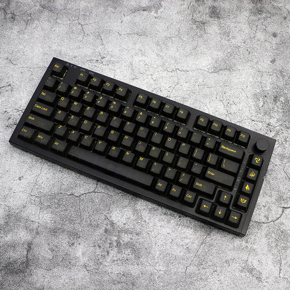 YMDK Black Crack Keycaps Full Set 108 keys Cherry Profile Gold-plated Process PC Translucent Custom for MX Mechanical Keyboard