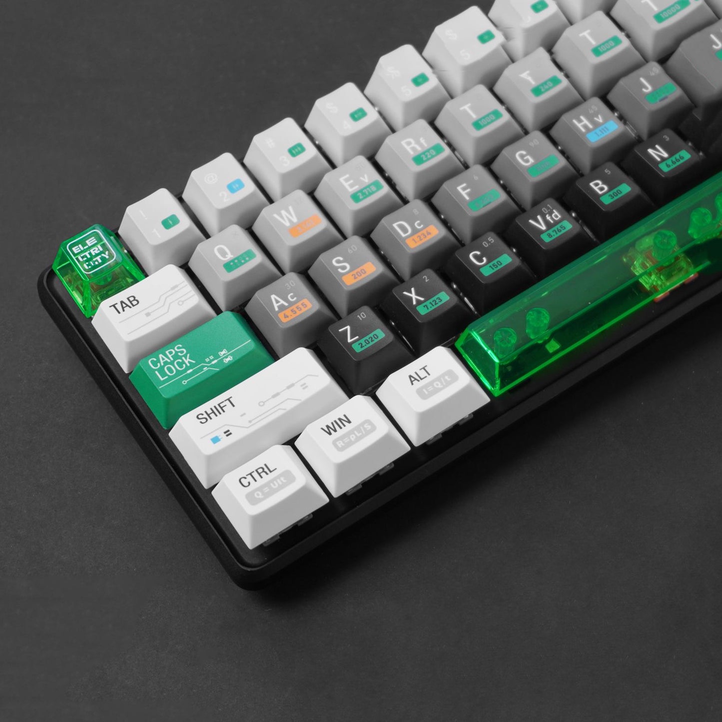 YMDK Chemistry 003 Keycaps Creative Green Transparent Element PBT PC Cherry Profile Dye Sub Keycap for 68 75 87 MX Mechanical Keyboard