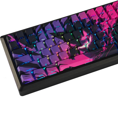 YMDK 131 Coal Briquette Ghost Keycap Cherry Profile Dye Sub Double Shot Sidelit PBT Keycaps for 65/75/87/98/100/104 MX Mechanical keyboard
