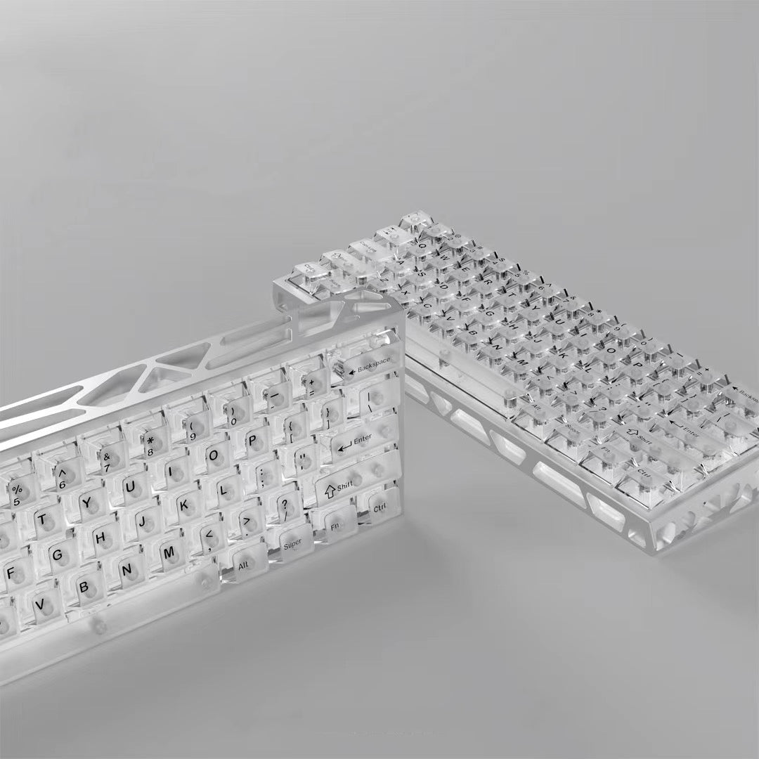 YMDK Transparent Frosted Keycaps 132 Keys Cherry Profile PC Shine Through Keycap for 61/64/87/104/108 MX Mechanical Keyboards Wooting