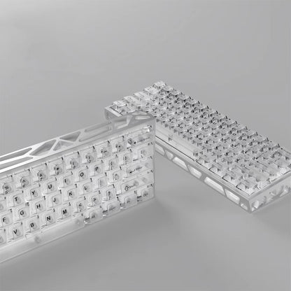 YMDK Transparent Frosted Keycaps 132 Keys Cherry Profile PC Shine Through Keycap for 61/64/87/104/108 MX Mechanical Keyboards Wooting