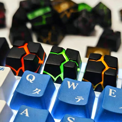 YMDK Rock Crevice Artisan Resin Keycaps R4 Unique Creative Shine Through for MX Mechanical keyboard