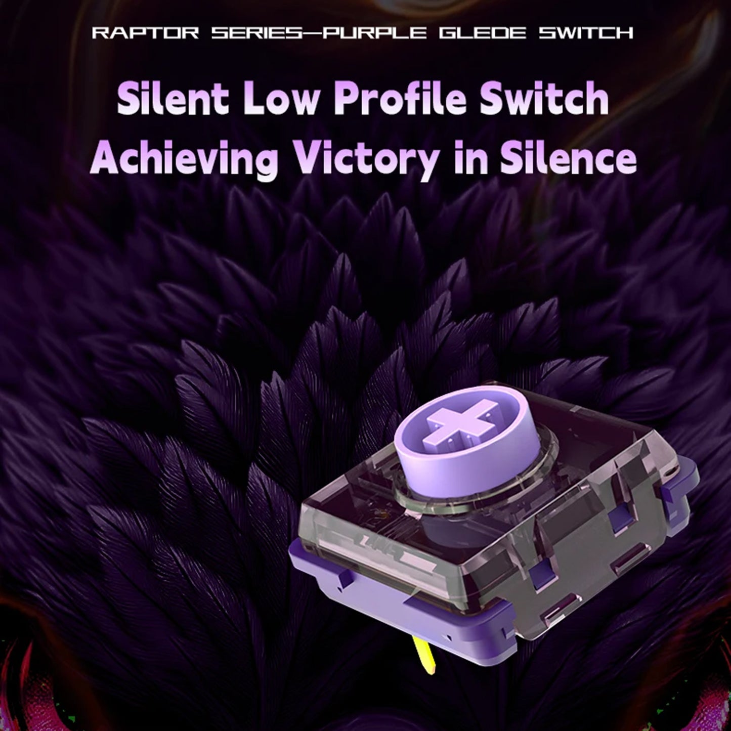 Kailh Purple Iris Silent Mini Low Profile Switches 1353 Series Linear Fast Actuation 3-Pin for HITBOX Low Profile Keyboards